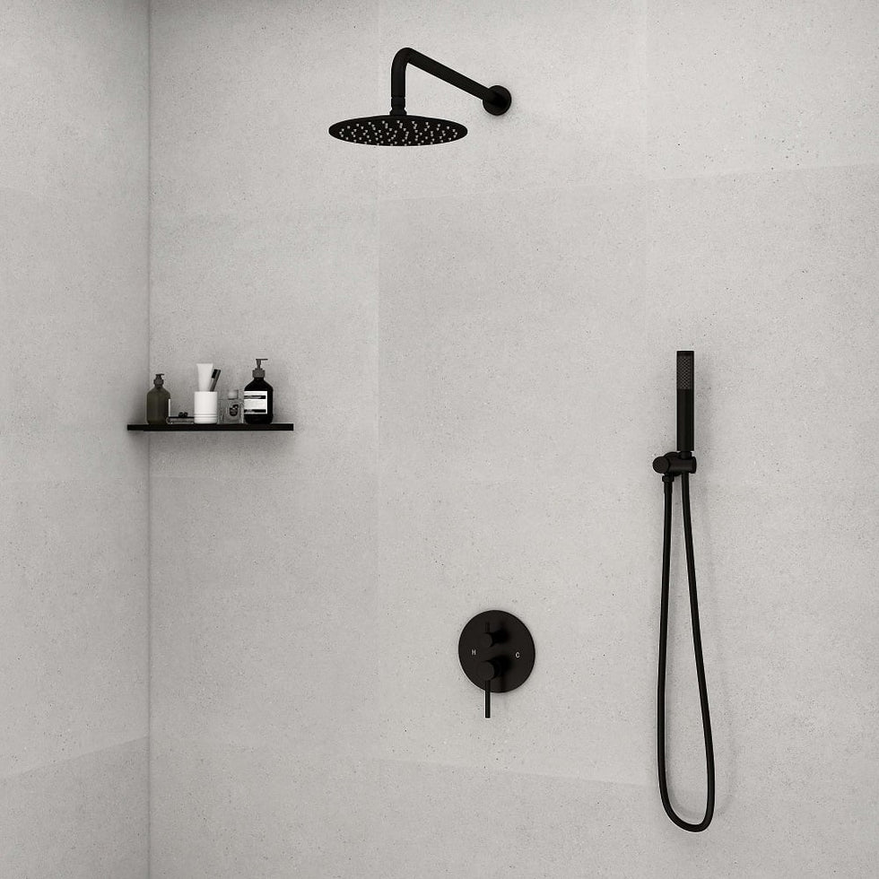 HMR - Modern 10" Wall Mounted Rain Shower System with Handheld Shower Set