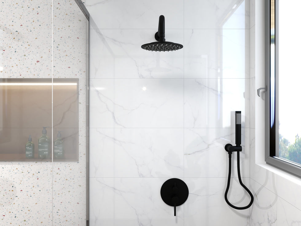 HMR - Modern 10" Wall Mounted Rain Shower System with Handheld Shower Set