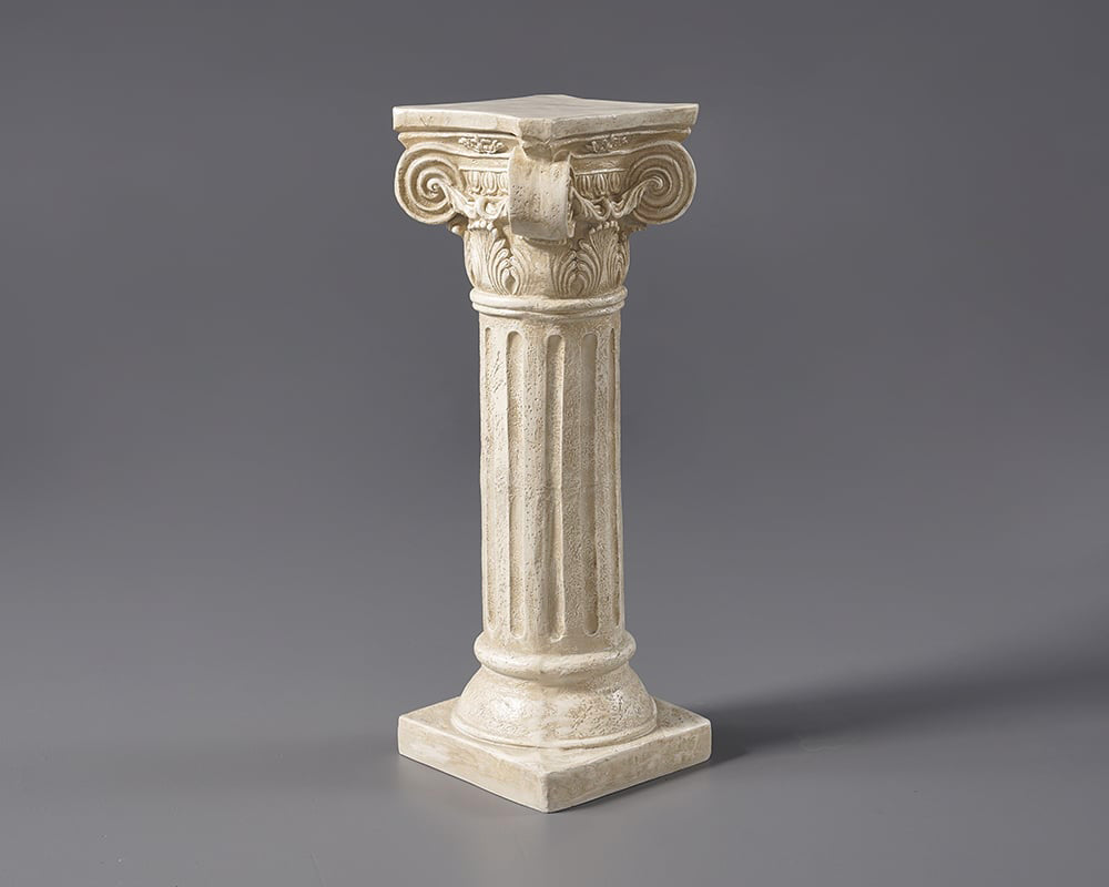 HMR - 32.3" Tall Vintage Corinthian Pillars Square Pedestal Plant Stand Indoor Decor Art White