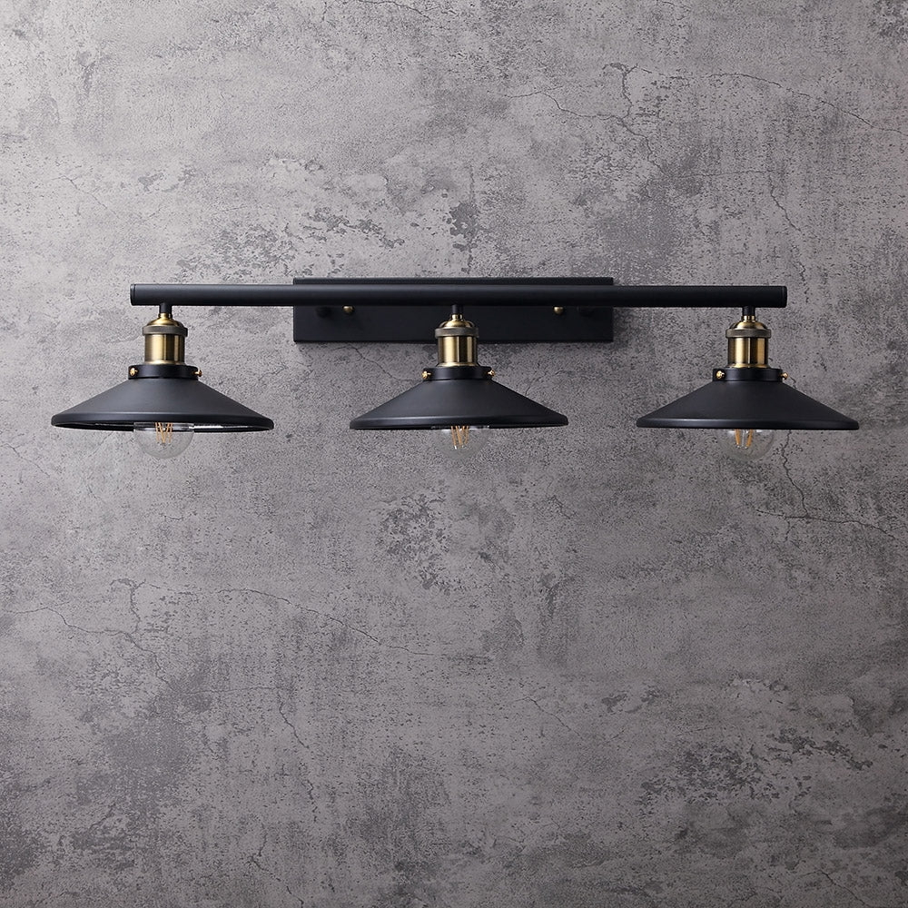 HMR - Saucer-Shaped Shade 3-Light Linear Wall Light in Black, Metal