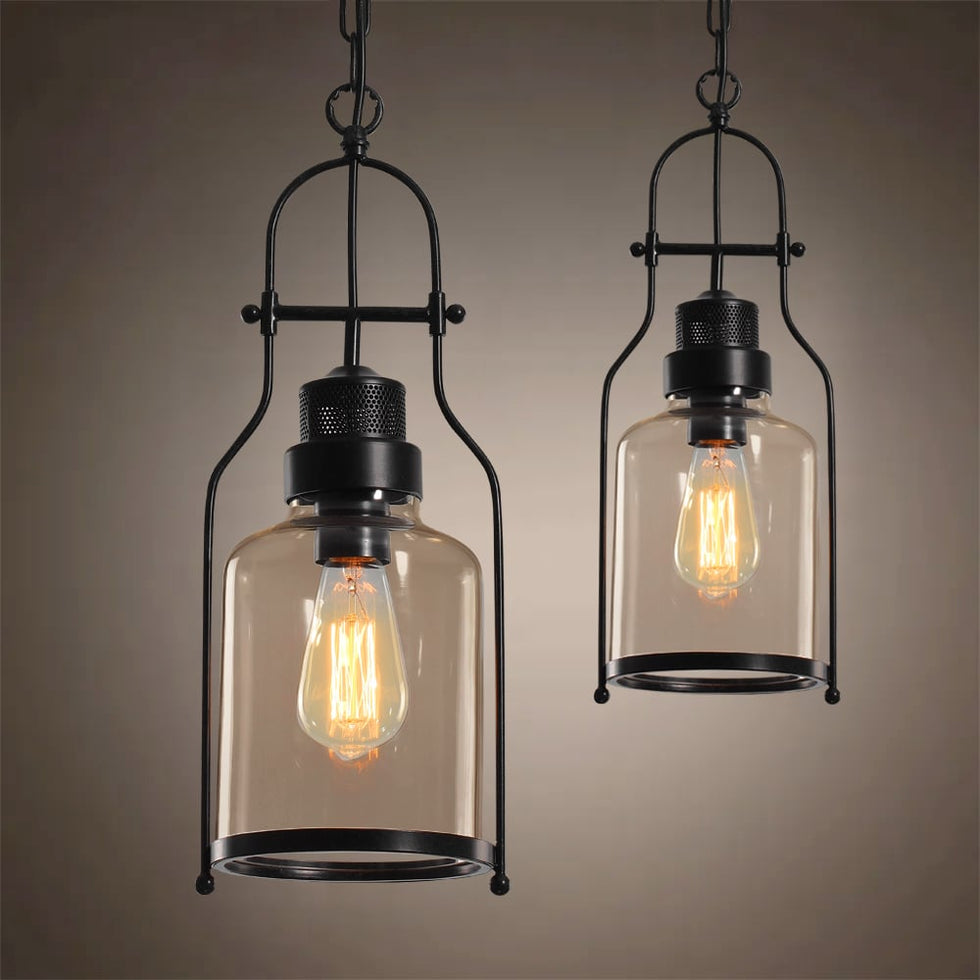 HMR - Inejar Industrial Metal and Glass Pendant Light in 1-Light, Rust