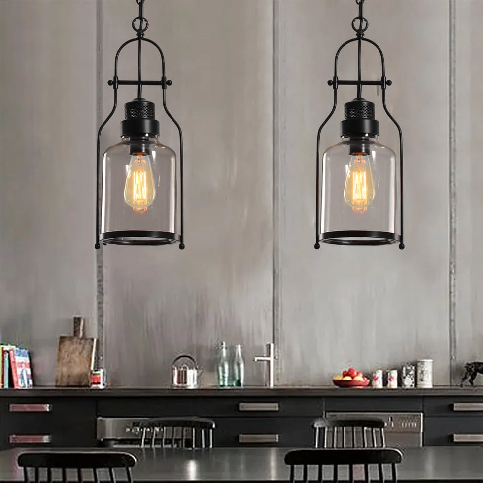 HMR - Inejar Industrial Metal and Glass Pendant Light in 1-Light, Rust
