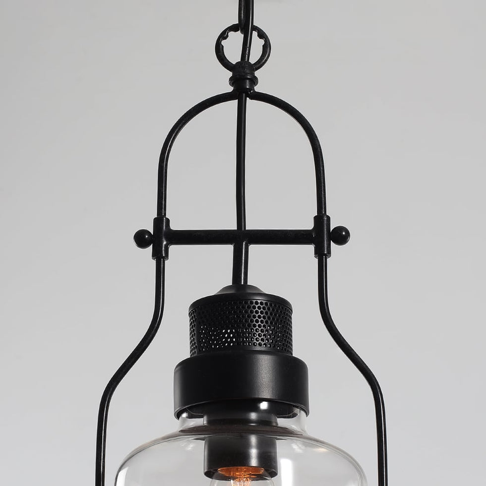 HMR - Inejar Industrial Metal and Glass Pendant Light in 1-Light, Rust