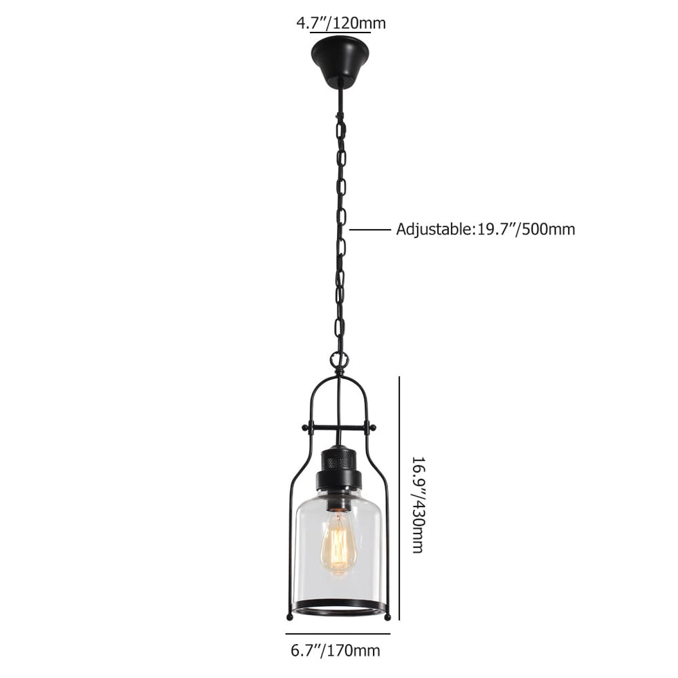 HMR - Inejar Industrial Metal and Glass Pendant Light in 1-Light, Rust