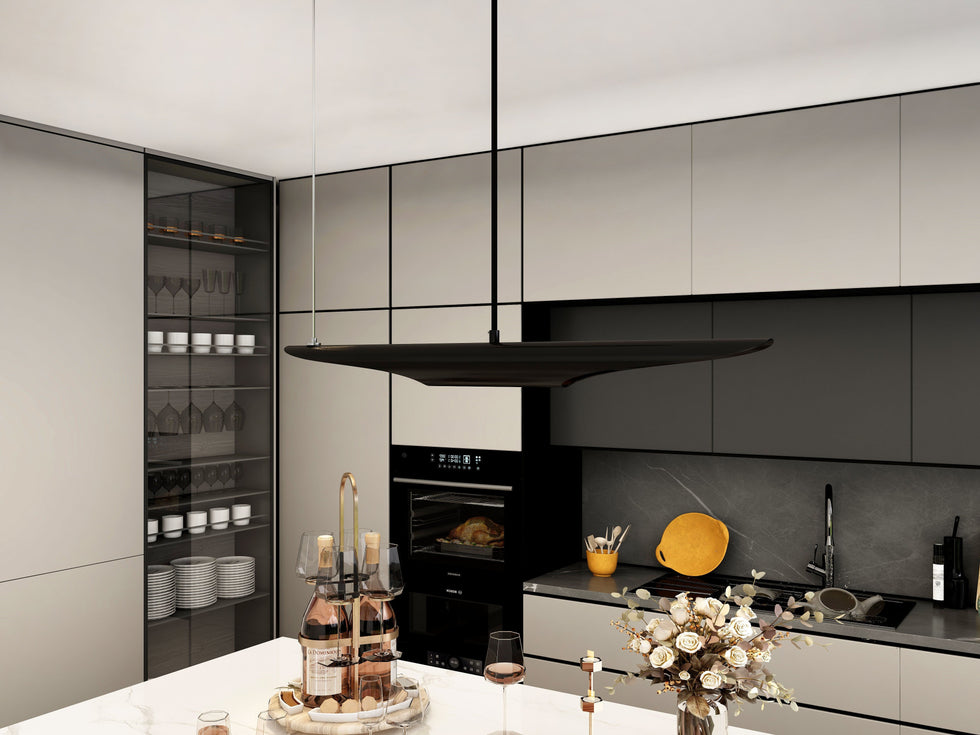 HMR - Modern 2-Light Freely Hanging Single Pendant Light in Black and Gold