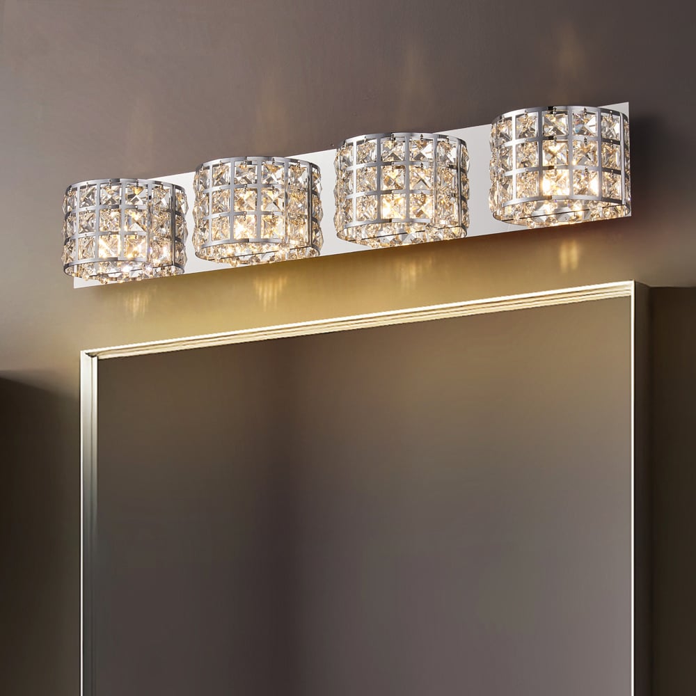 HMR - Modern Crystals 4-Light Bath Vanity Wall Light