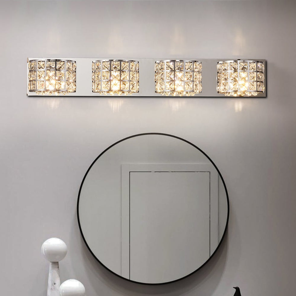 HMR - Modern Crystals 4-Light Bath Vanity Wall Light