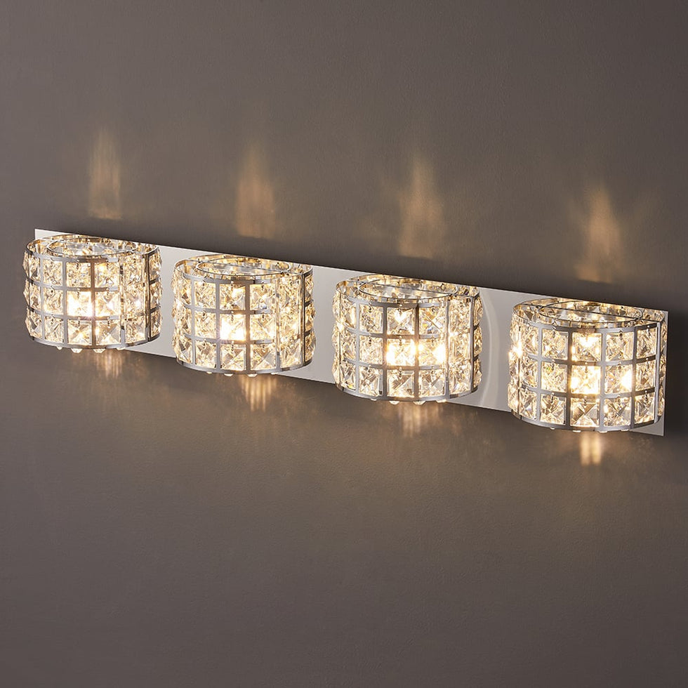 HMR - Modern Crystals 4-Light Bath Vanity Wall Light