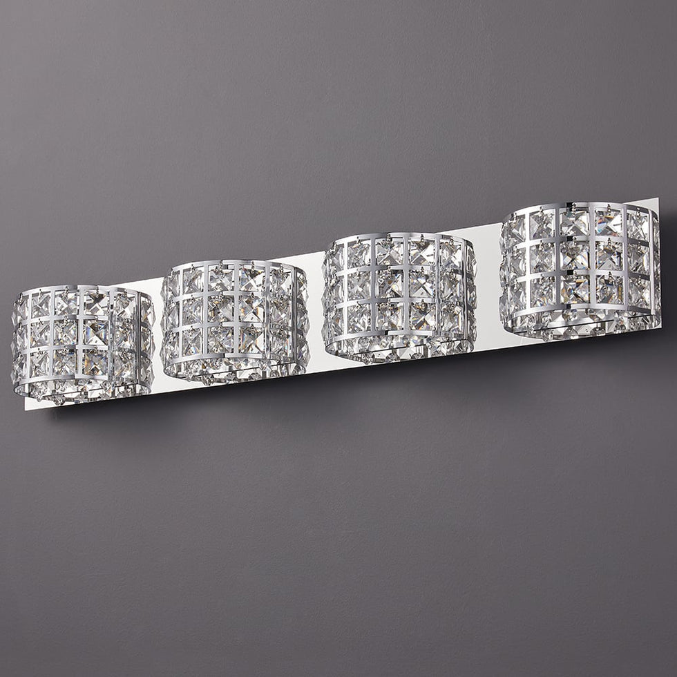 HMR - Modern Crystals 4-Light Bath Vanity Wall Light