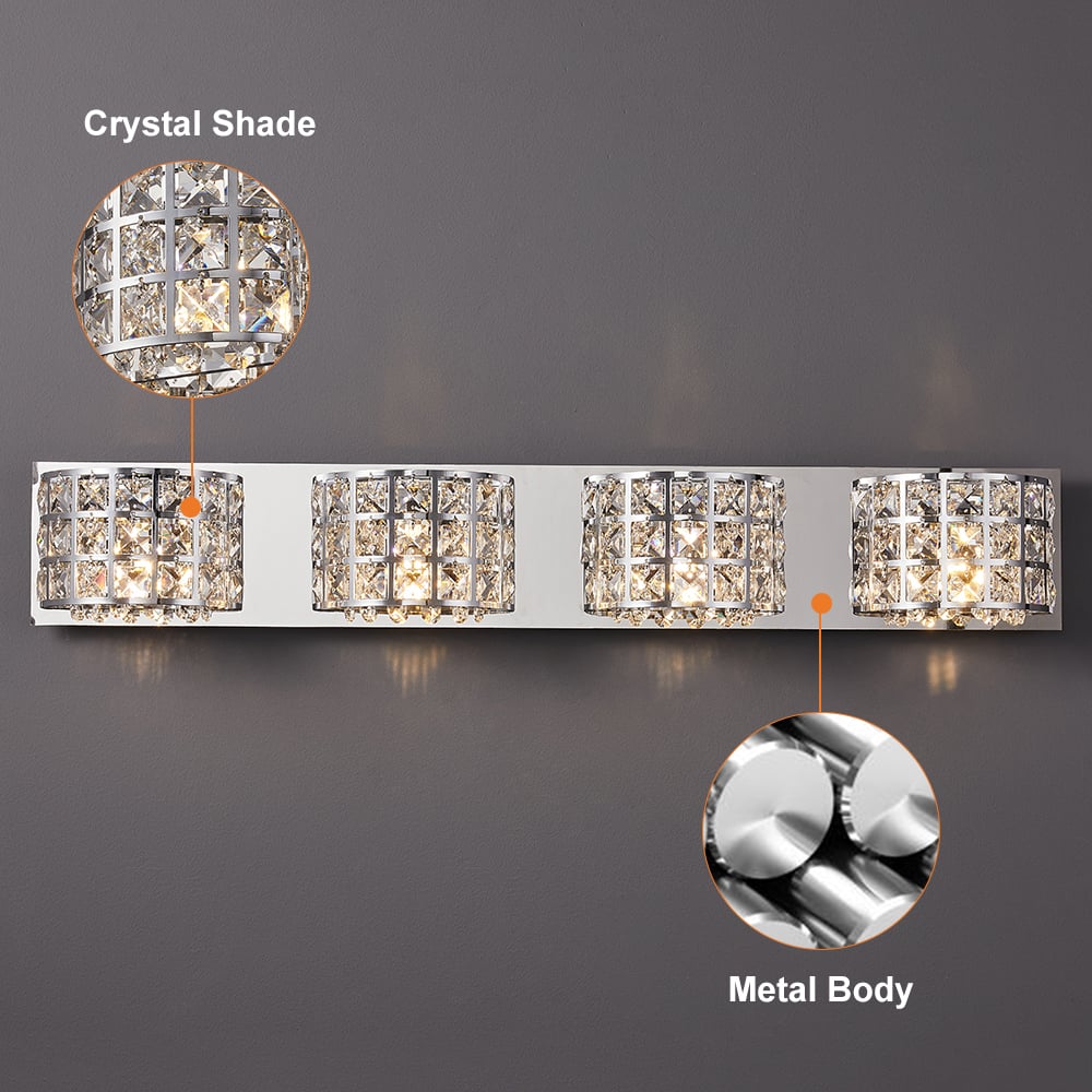 HMR - Modern Crystals 4-Light Bath Vanity Wall Light