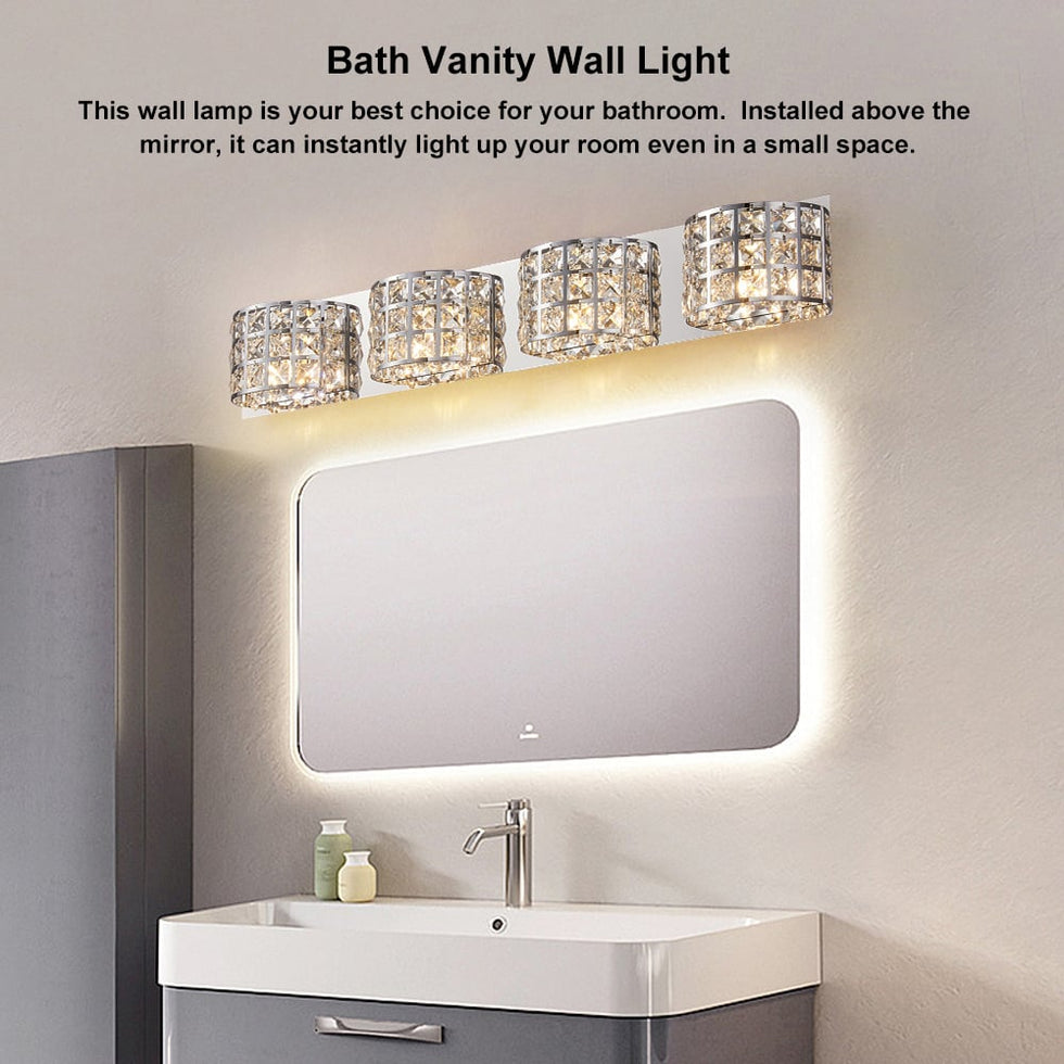 HMR - Modern Crystals 4-Light Bath Vanity Wall Light
