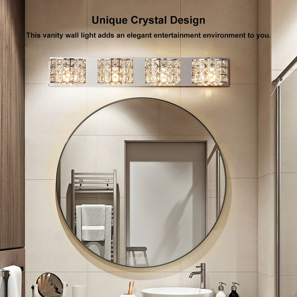 HMR - Modern Crystals 4-Light Bath Vanity Wall Light