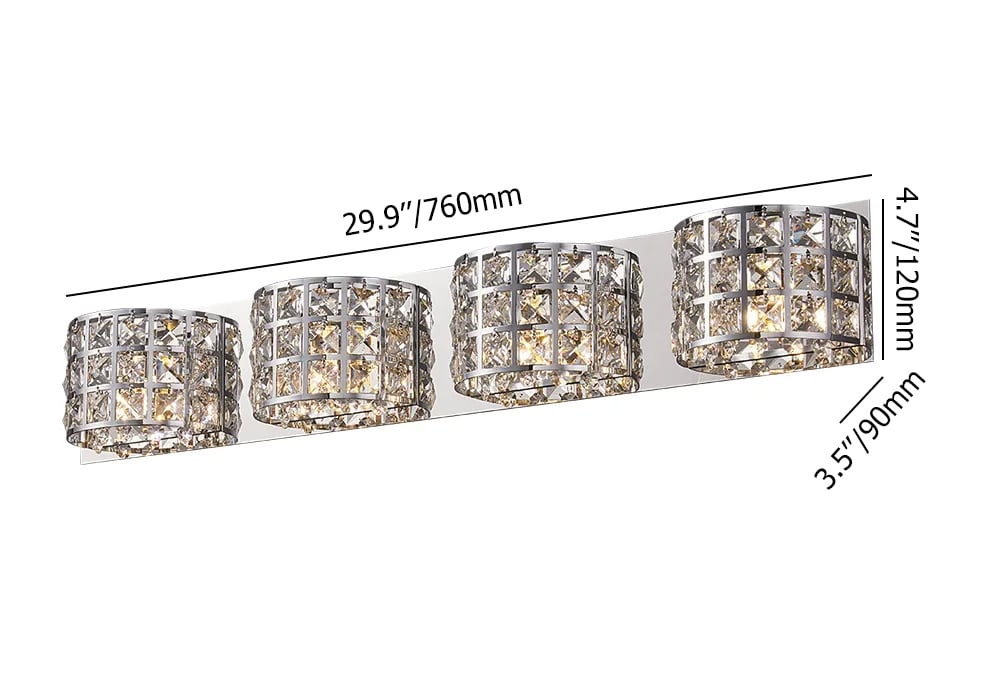 HMR - Modern Crystals 4-Light Bath Vanity Wall Light
