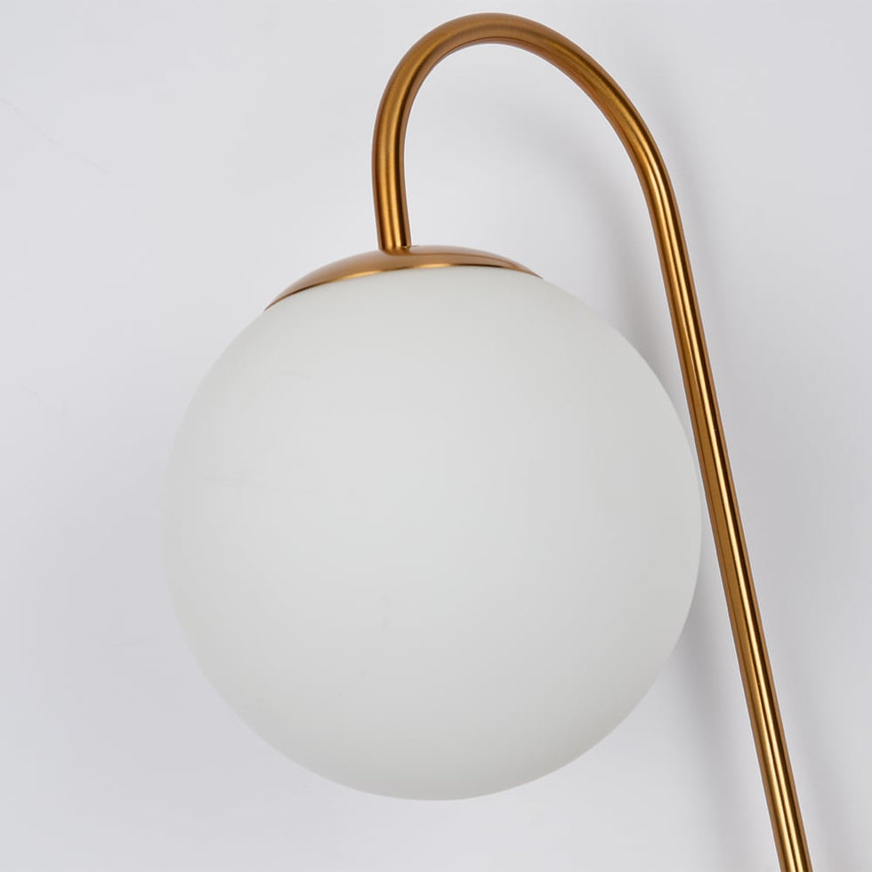 HMR - Wall Sconce Globe with Shade 2-Light in Aged Brass, White, Glass