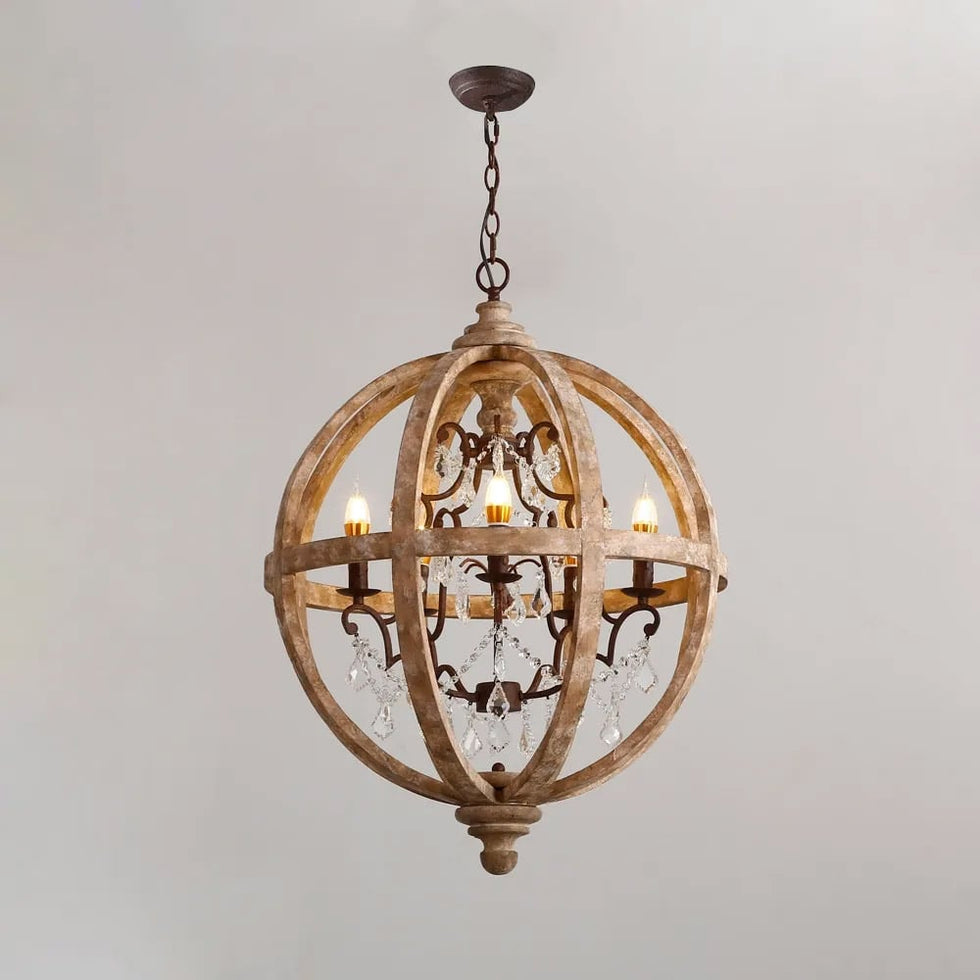 HMR - Rustic 5-Light Globe Ceiling Chandelier in Gold
