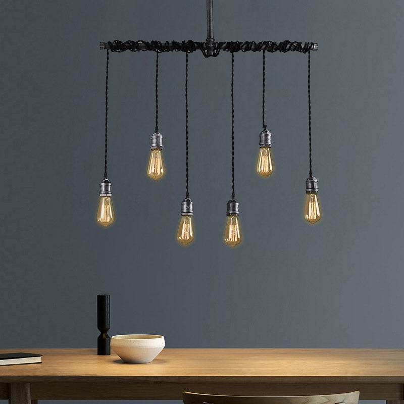 HMR - Industrial Hanging Metal Pendant Light for Kitchen Island in 6-Light