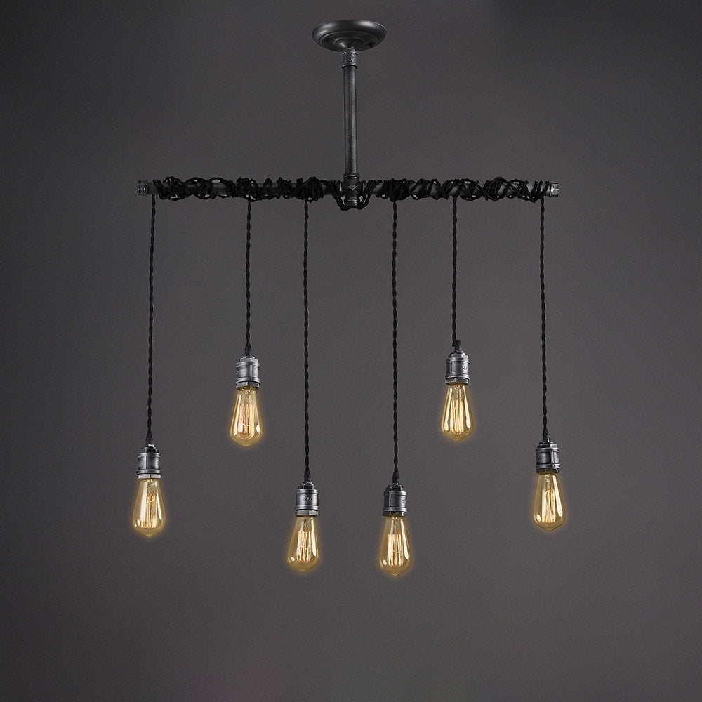HMR - Industrial Hanging Metal Pendant Light for Kitchen Island in 6-Light