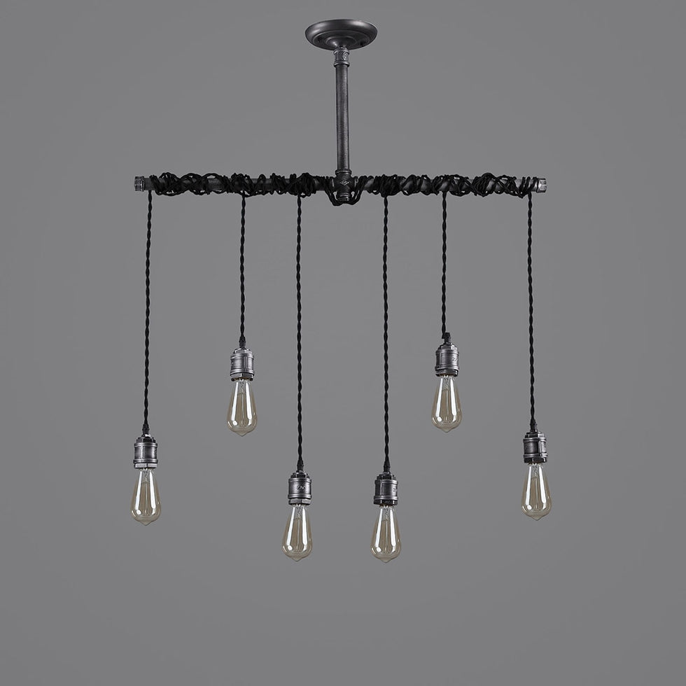HMR - Industrial Hanging Metal Pendant Light for Kitchen Island in 6-Light