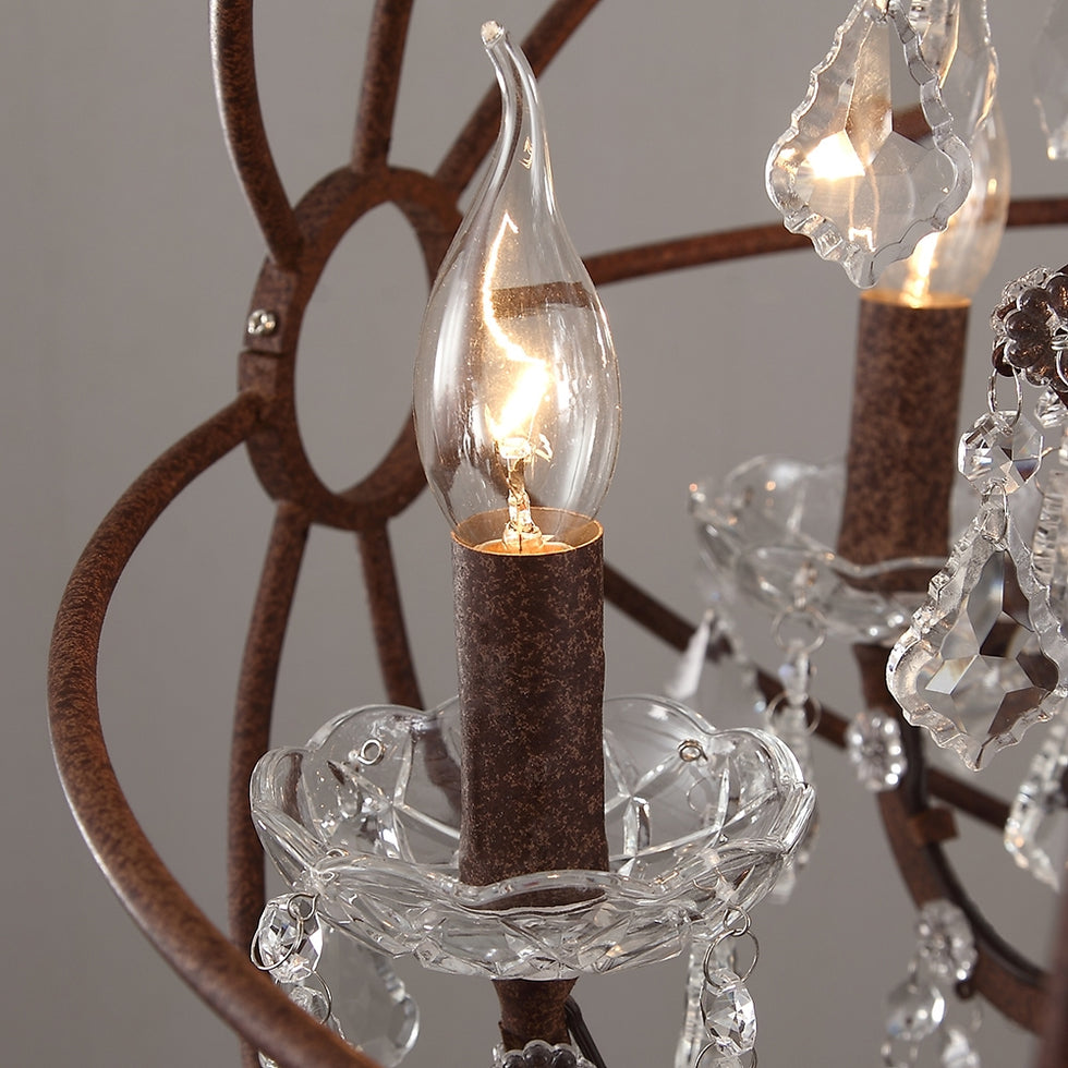 HMR - Industrial Loft 6-Lights Retro Metal Orb Chandelier in Clear