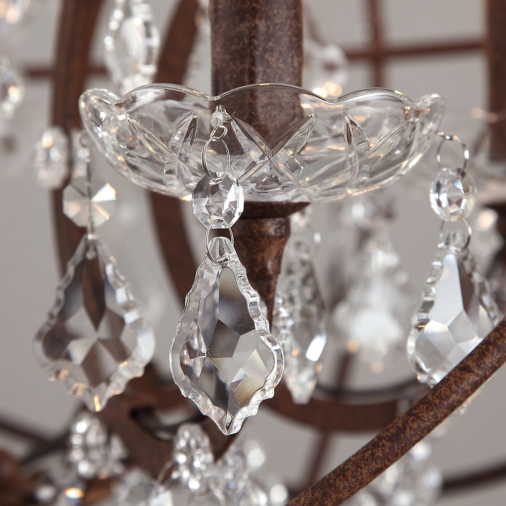 HMR - Industrial Loft 6-Lights Retro Metal Orb Chandelier in Clear