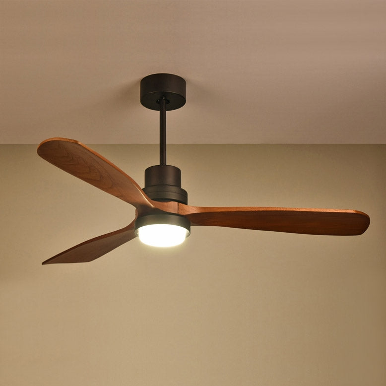 HMR - LED Ceiling Fan Light with 3 Blades and Remote Control in 52" L, Glass, Black and Walnut