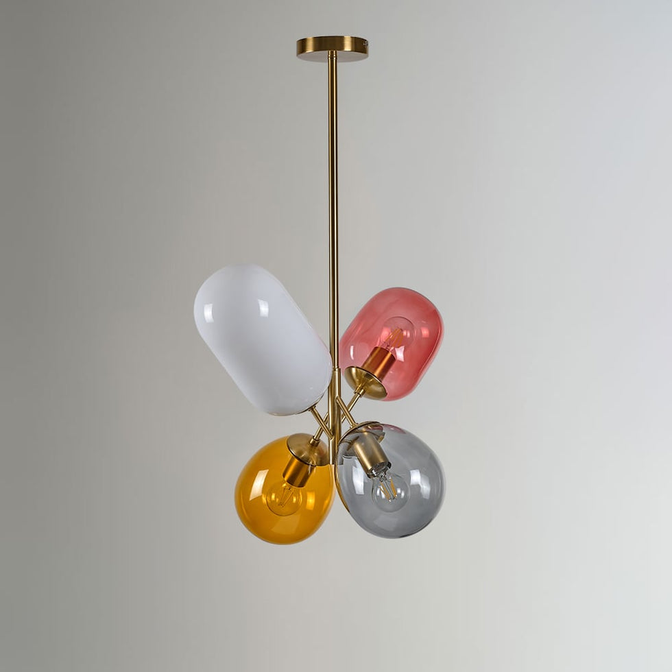 HMR - Modern 4-Light Glass Balloon Pendant Light in Multicolor
