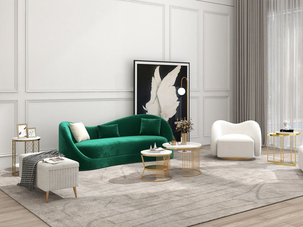 HMR - 60" Arc Floor Lamp with Shelf with Glass Shade and Marble Base in Gold