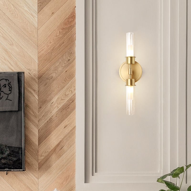 HMR - Brass 2-Light Wall Sconce for Bedroom in 15.4"L