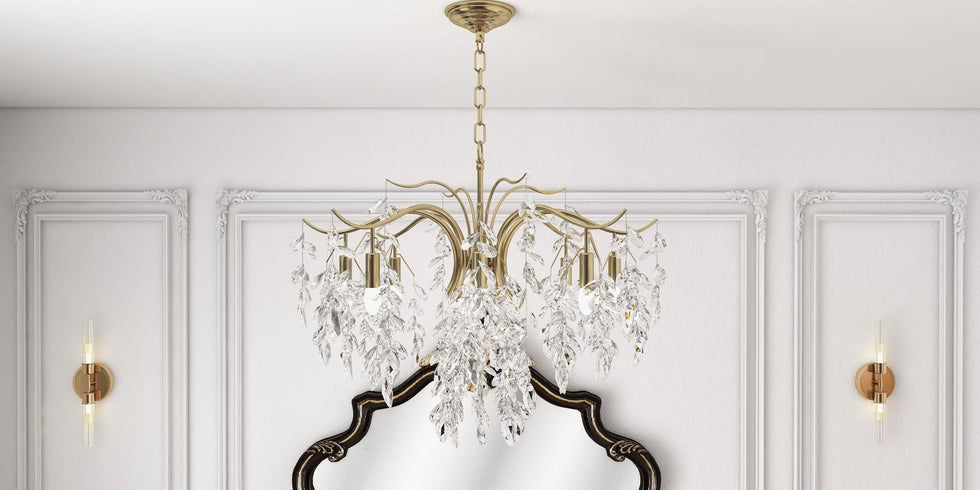 HMR - Brass 2-Light Wall Sconce for Bedroom in 15.4"L