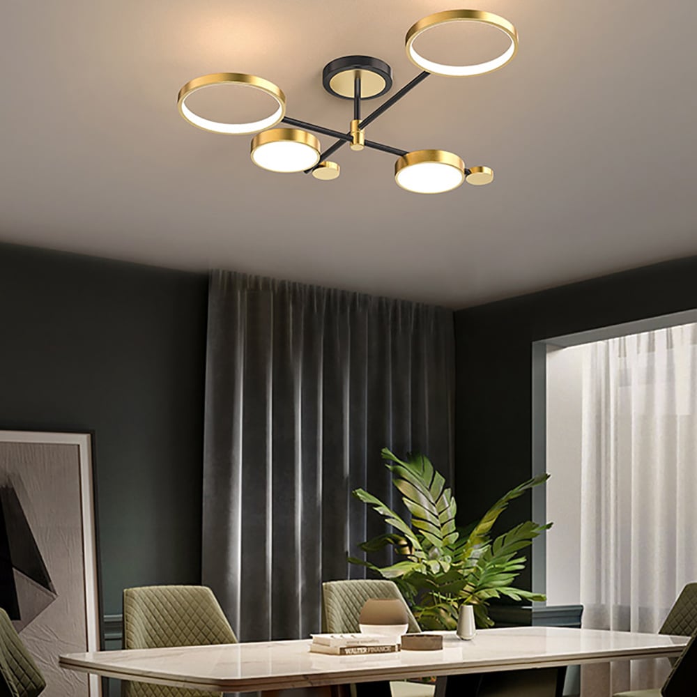 HMR - Modern Semi Flush Mount Lighting Ceiling Light Fixture LED Ring