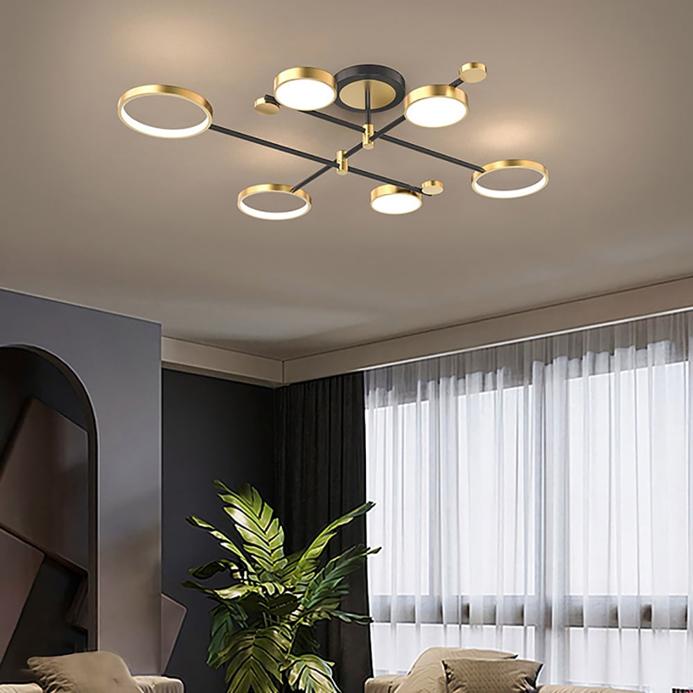 HMR - Modern Semi Flush Mount Lighting Ceiling Light Fixture LED Ring