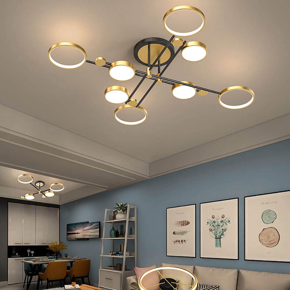 HMR - Modern Semi Flush Mount Lighting Ceiling Light Fixture LED Ring