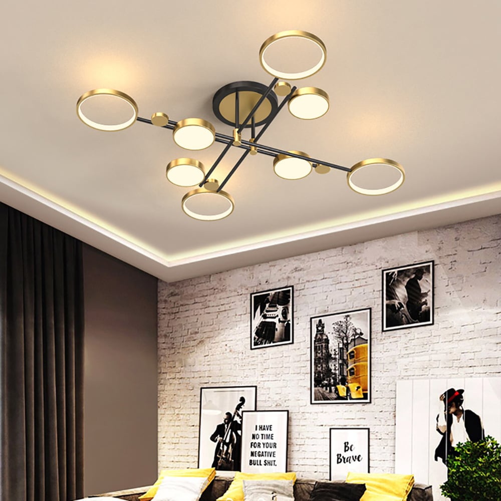 HMR - Modern Semi Flush Mount Lighting Ceiling Light Fixture LED Ring