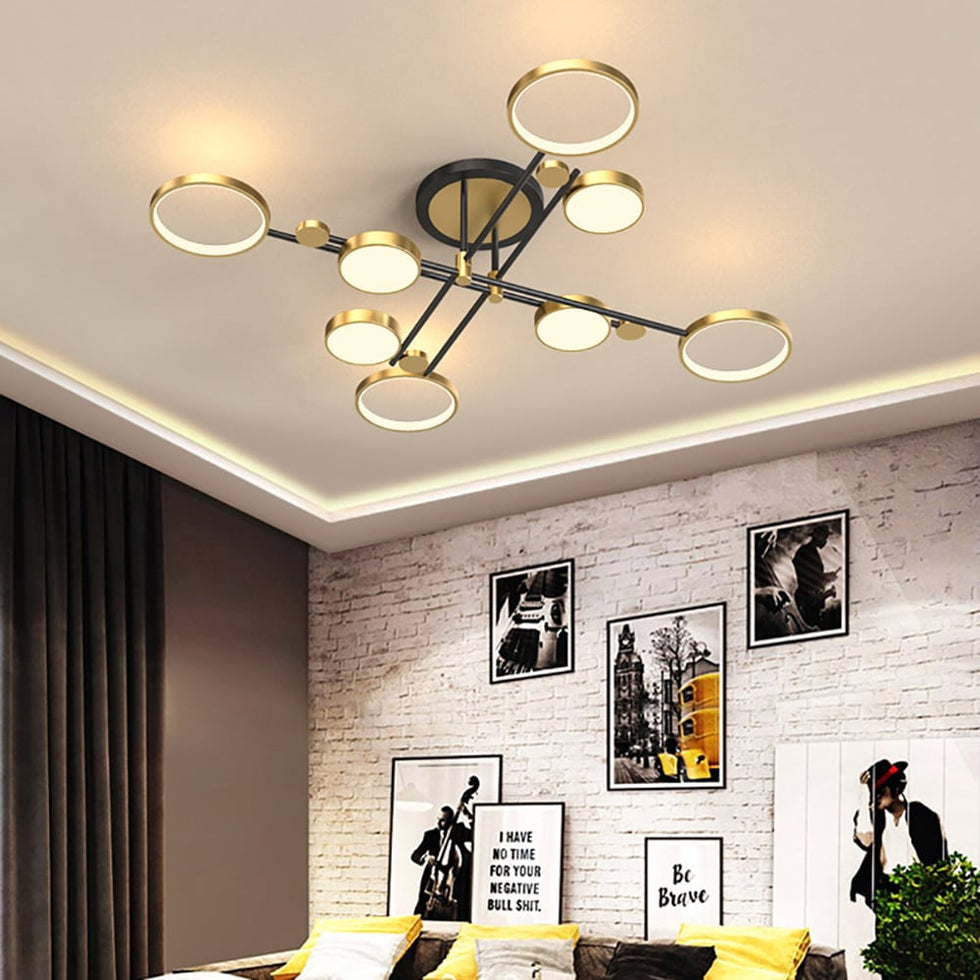 HMR - Modern Semi Flush Mount Lighting Ceiling Light Fixture LED Ring