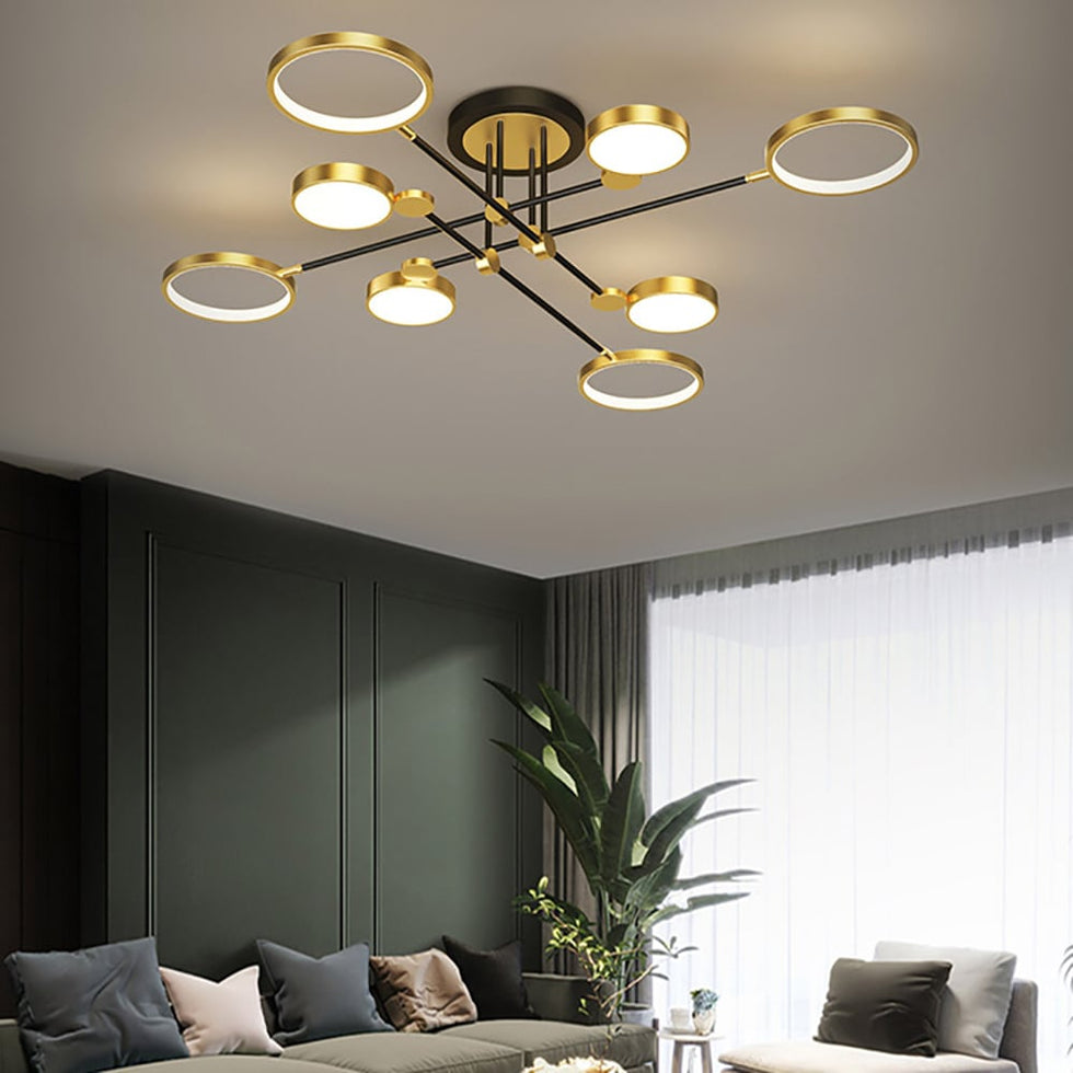 HMR - Modern Semi Flush Mount Lighting Ceiling Light Fixture LED Ring