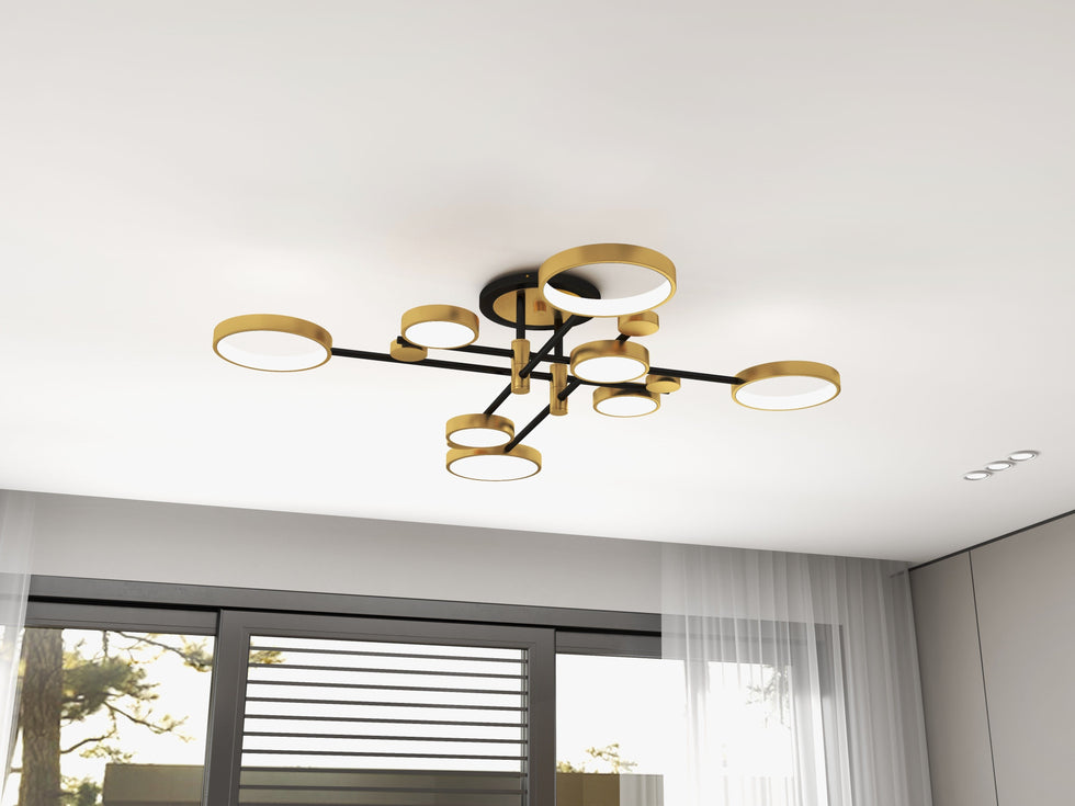 HMR - Modern Semi Flush Mount Lighting Ceiling Light Fixture LED Ring