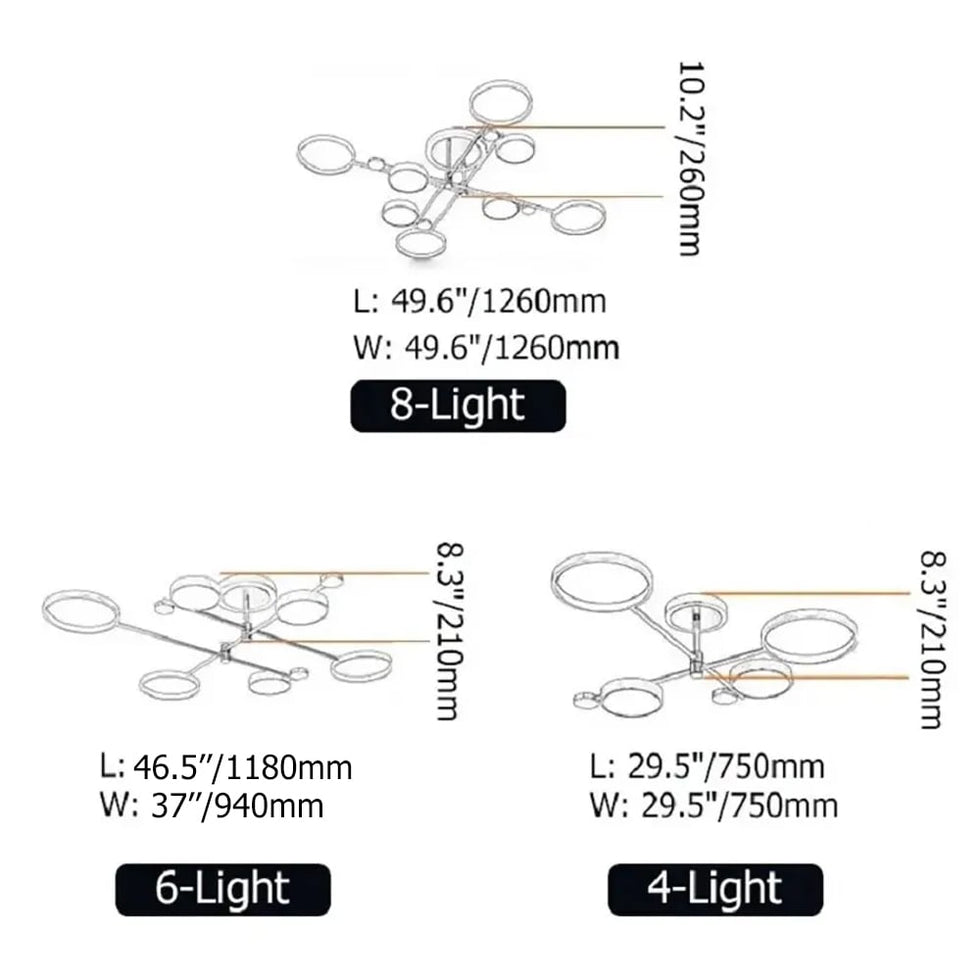 HMR - Modern Semi Flush Mount Lighting Ceiling Light Fixture LED Ring