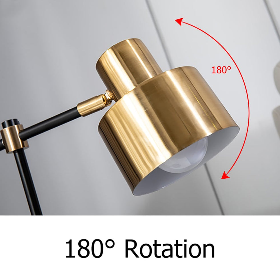 HMR - Table Lamp with Wireless Charger USB 1-Light in Black and Gold