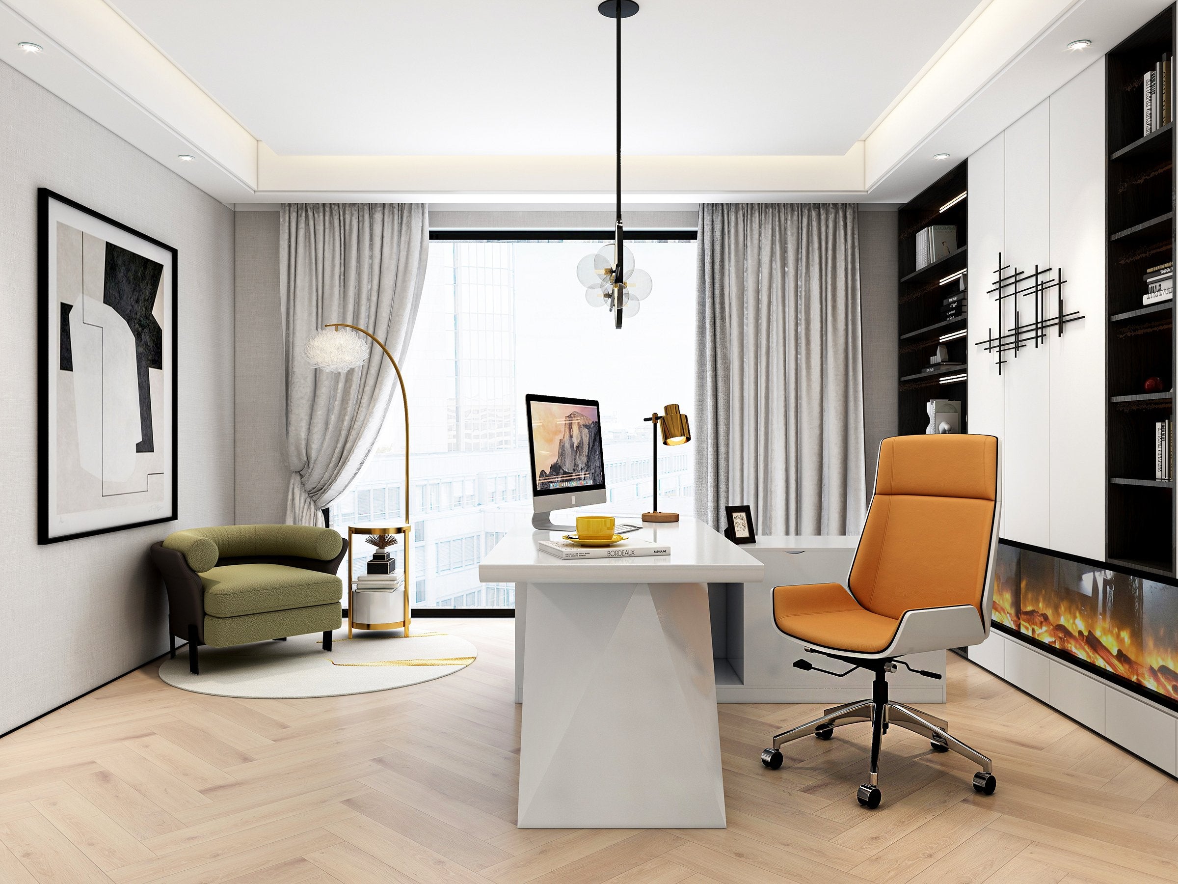 HMR - Table Lamp with Wireless Charger USB 1-Light in Black and Gold