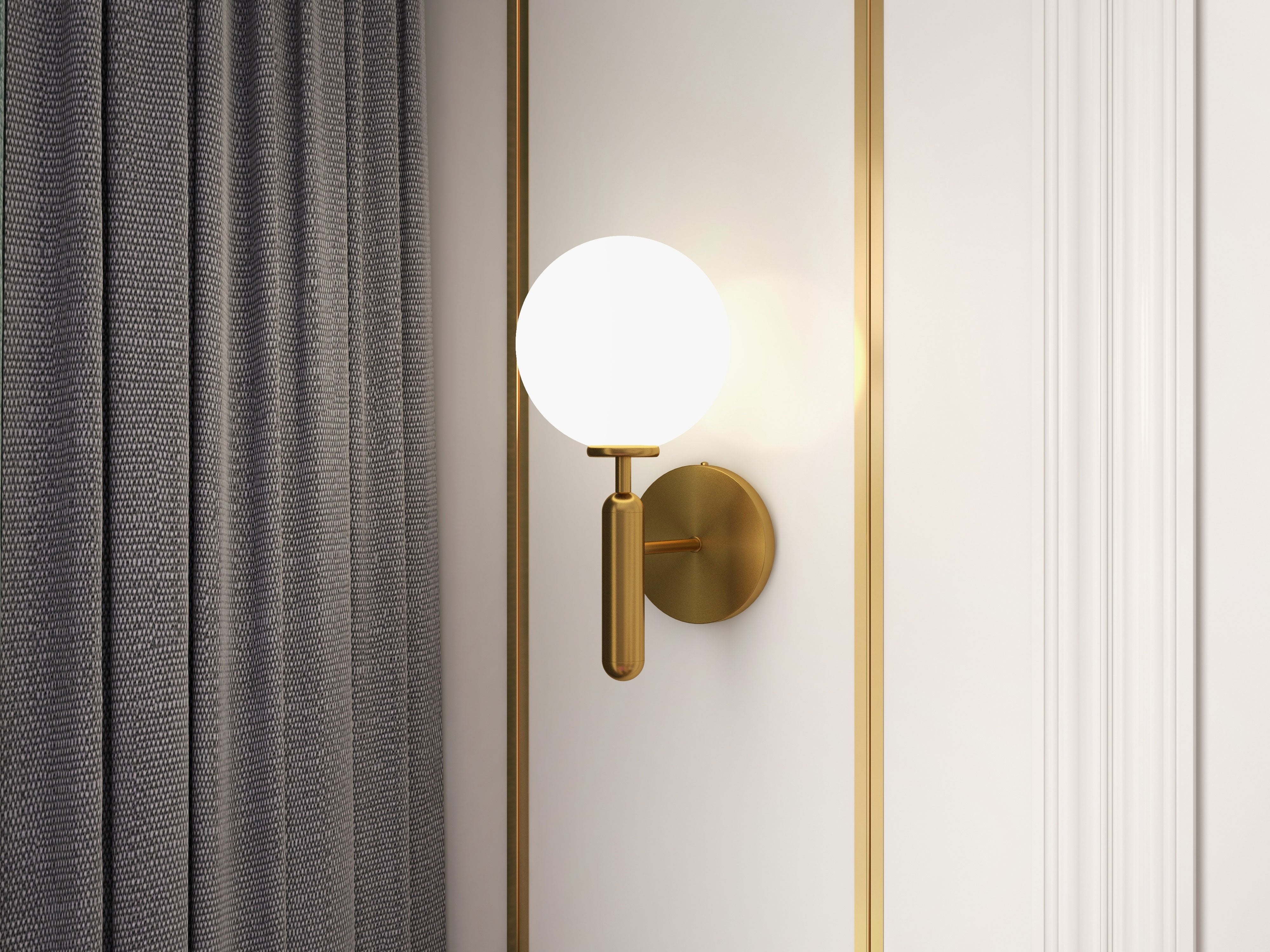 HMR - LED Globe Indoor Wall Sconce in White and Gold, Glass