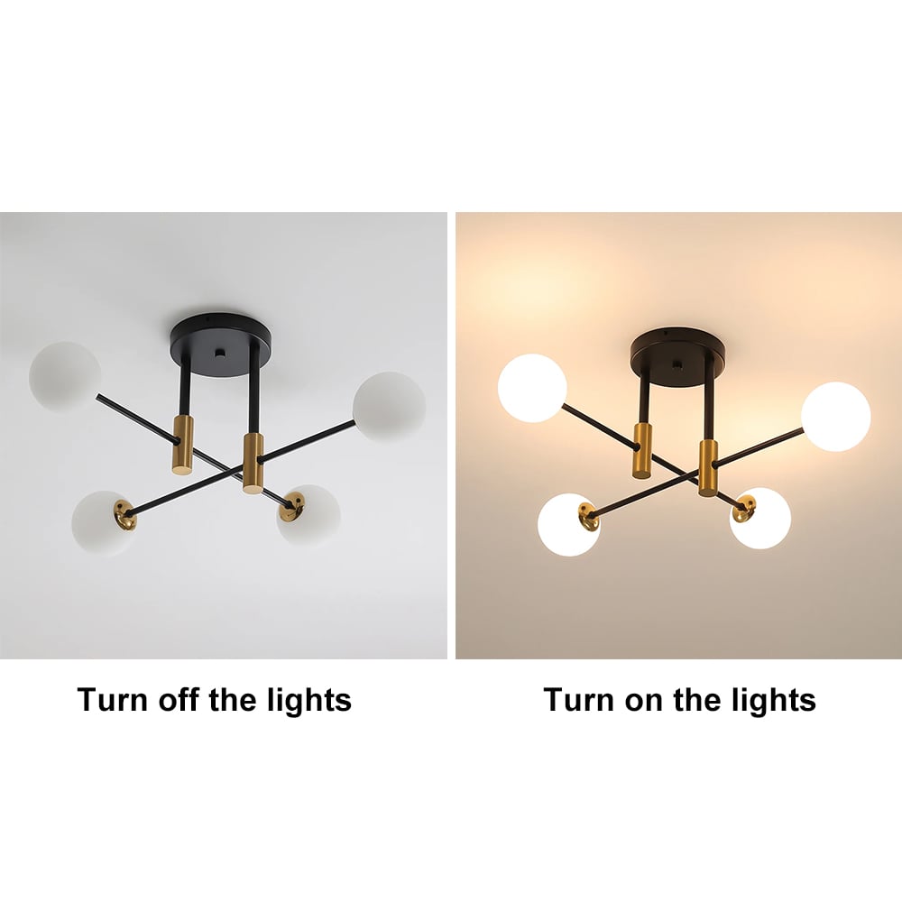 HMR - Modern 4-Light Semi-Flush Mount Chandelier