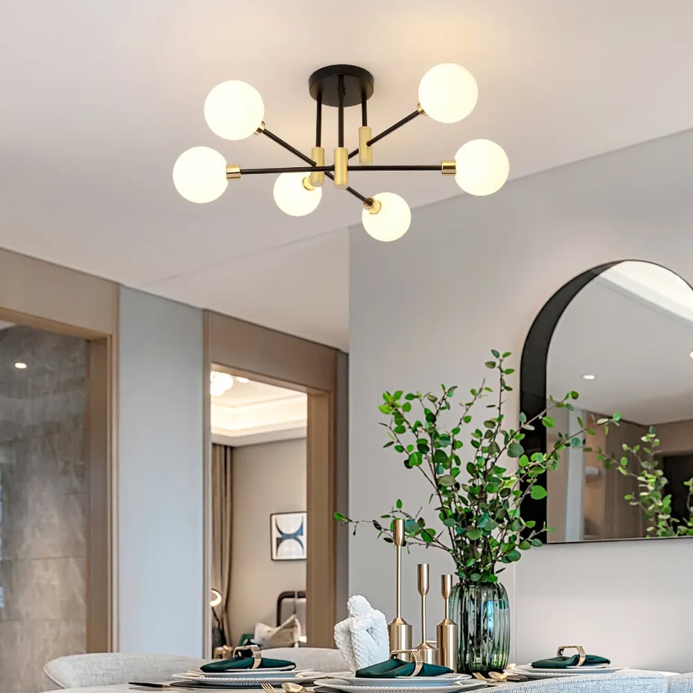 HMR - Modern 4-Light Semi-Flush Mount Chandelier
