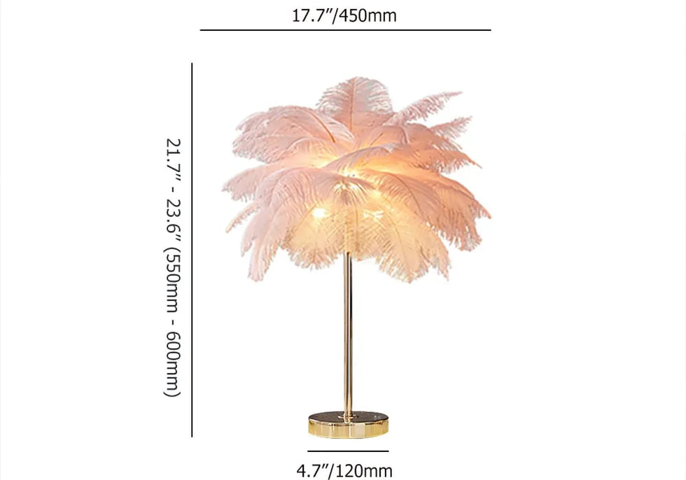 HMR - Loftus Art Deco Gold Portable Table Lamp with Feather & USB Charging