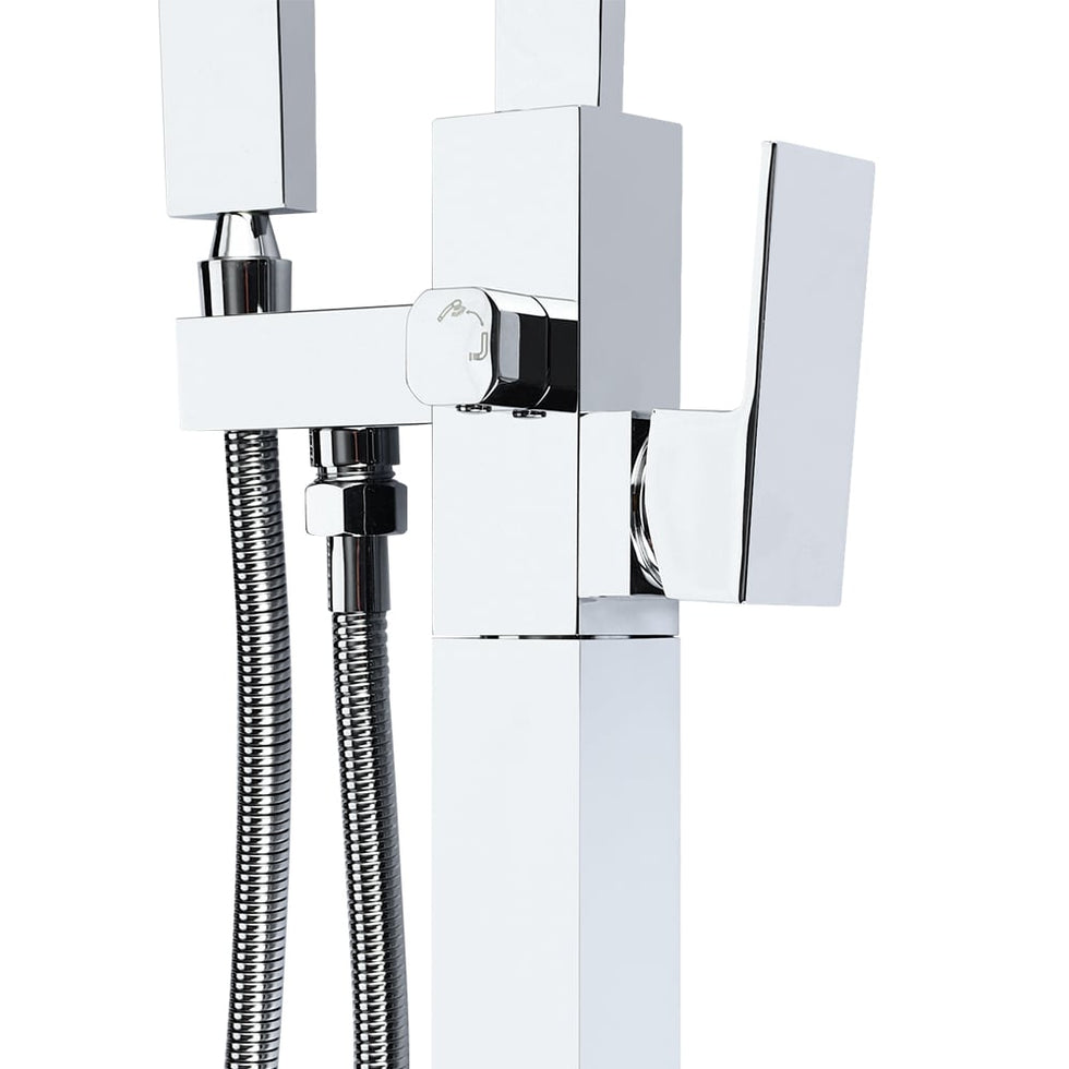 HMR - Dree Floor Mounted Faucet with Handheld Shower in Polished Chrome