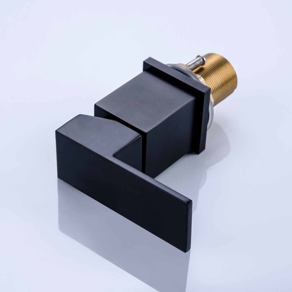HMR - Dree Waterfall Spout Deck-Mount Roman Tub Faucet in Matte Black Brass