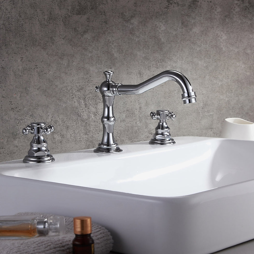 HMR - Chester Traditional Double Handle Bathroom Widespread Sink Faucet