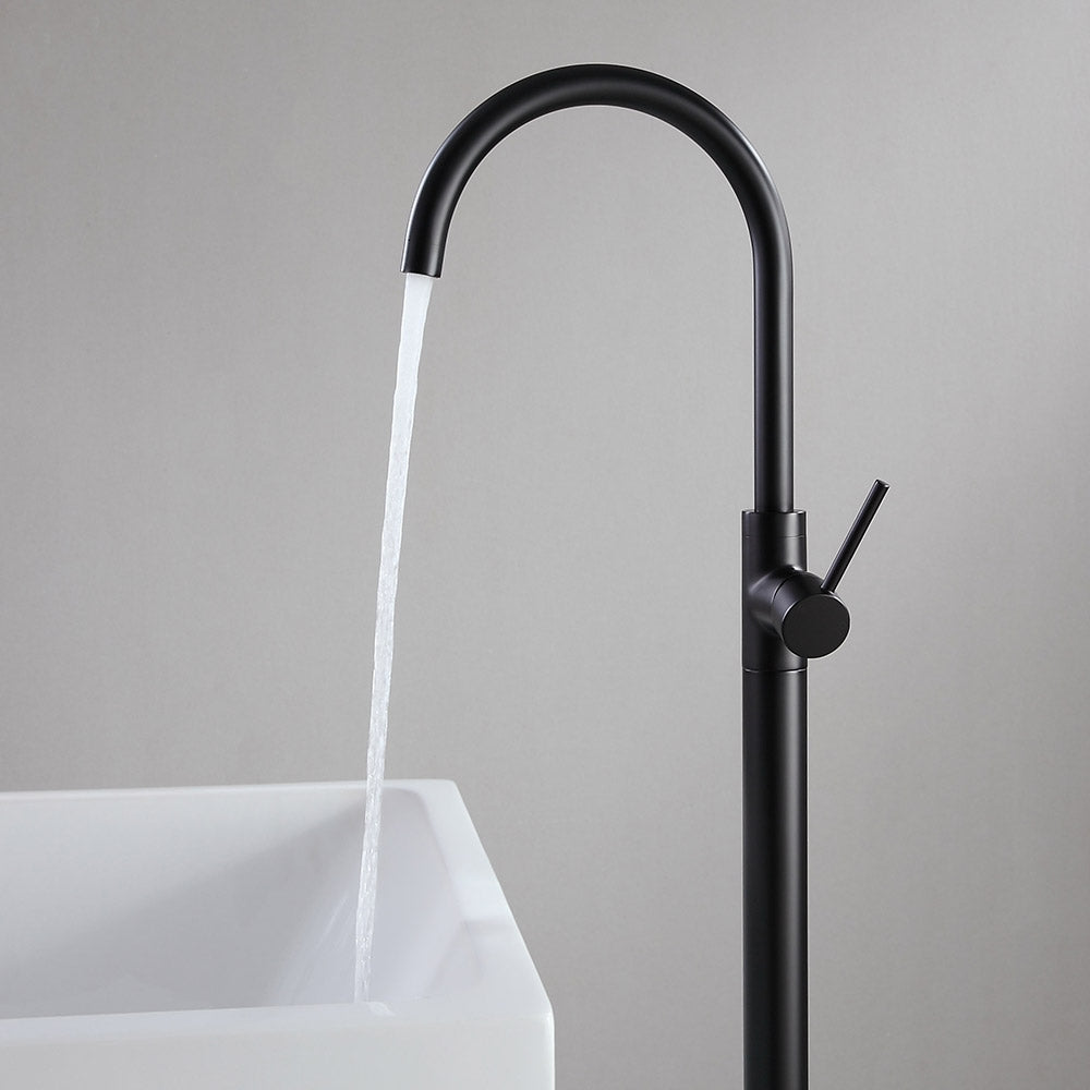 HMR - Brewst Freestanding Tub Filler Faucet in Matte Black, Brass