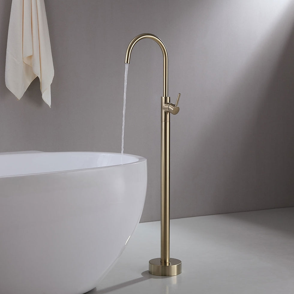 HMR - Brewst Floor Mounted Spout Faucet in Brass