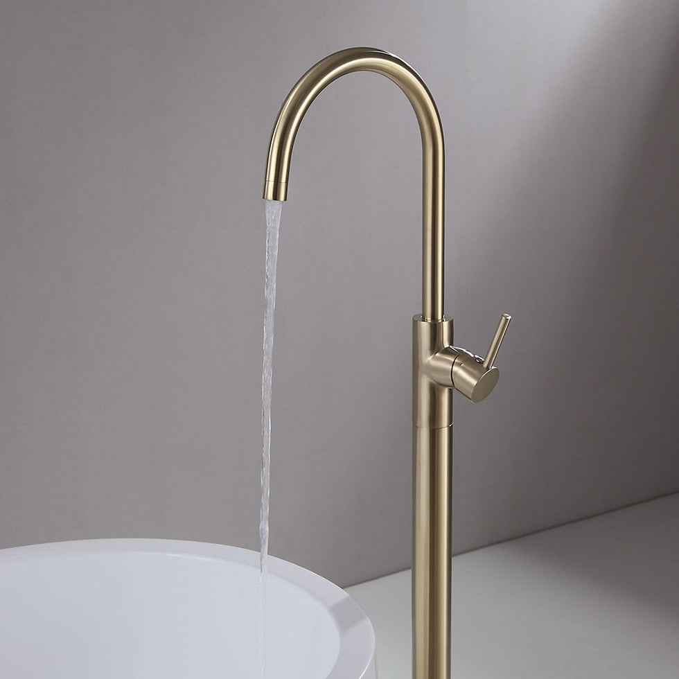 HMR - Brewst Floor Mounted Spout Faucet in Brass