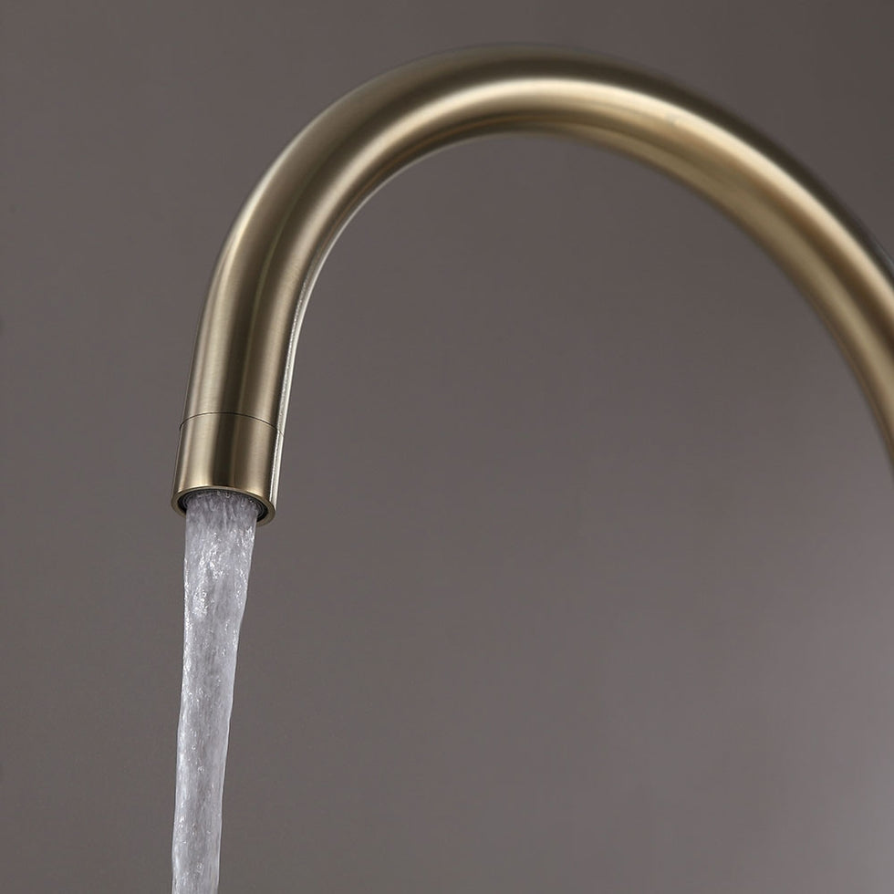 HMR - Brewst Floor Mounted Spout Faucet in Brass